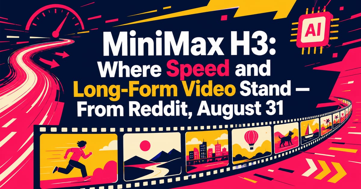 MiniMax H3: الوضع الحالي للسرعة وإنتاج المقاطع الطويلة — من Reddit في 31 أغسطس