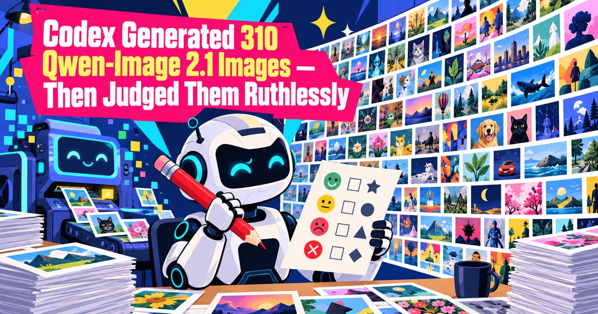 جعلت Codex يُنتج 310 صور باستخدام Qwen-Image 2.1 وقيّمته بصرامة شديدة