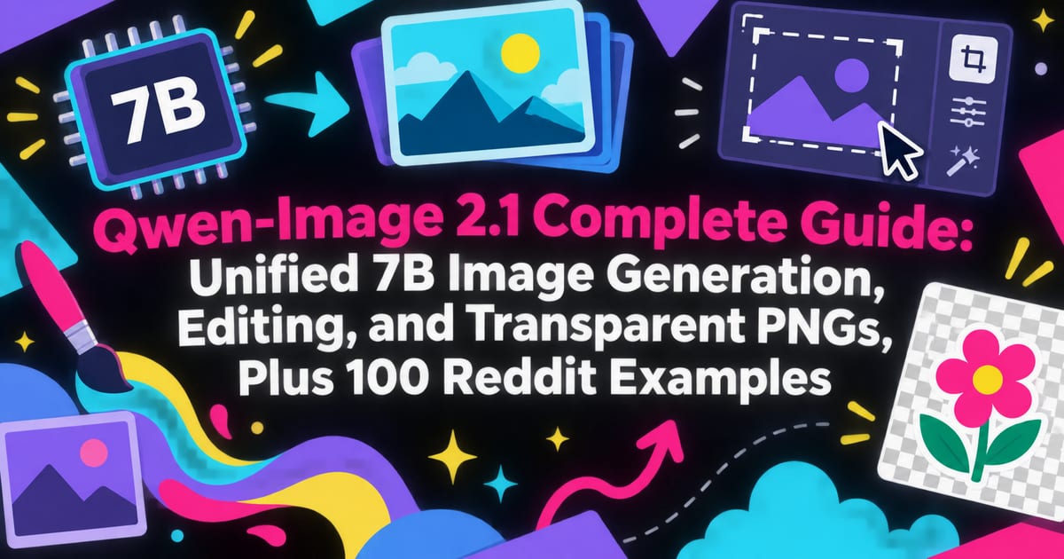 الدليل الكامل لـ Qwen-Image 2.1: يجمع توليد الصور وتحريرها وPNG الشفاف في 7B، مع 100 مثال شائع على Reddit